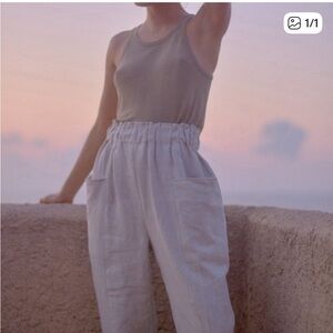 OZMA linen utility pants - small - natural